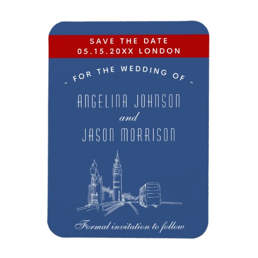 London Wedding Save the Date Invitation Magneet (Verticaal)