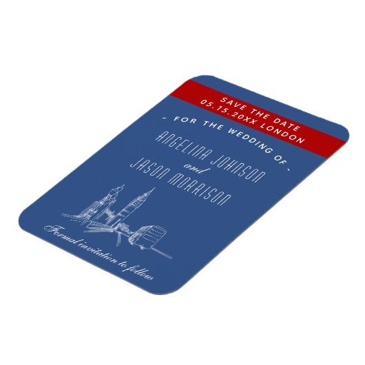 London Wedding Save the Date Invitation Magneet (Linkerzijde)