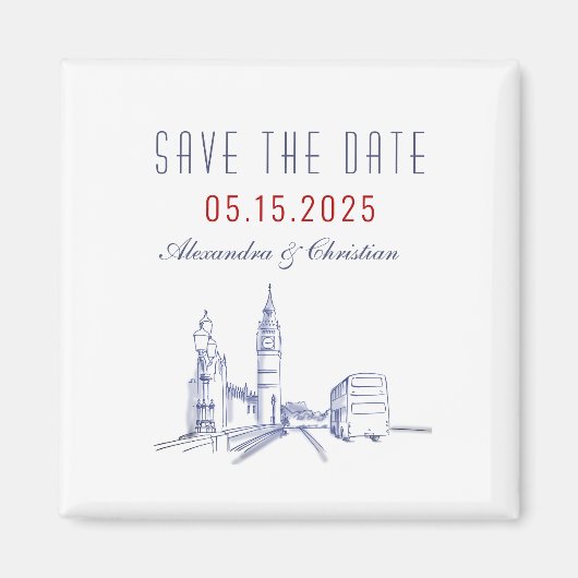 London Wedding Save the Date Invitation Magneet (Voorkant)