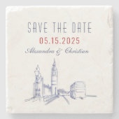 London Wedding Save the Date Invitation Stenen Onderzetter (Voorkant)