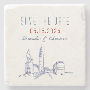 London Wedding Save the Date Invitation Stenen Onderzetter