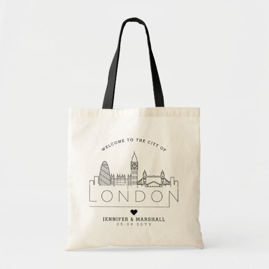 London Wedding Stylized Skyline Canvas tas (Voorkant)