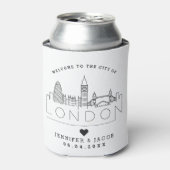London Wedding | Stylized Skyline Guest Favor Blikjeskoeler (Blikje Voorkant)