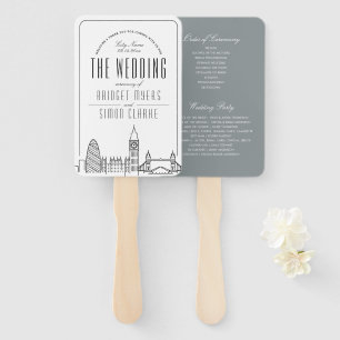 London Wedding Weddenschap-programma Hand Fan Handwaaier