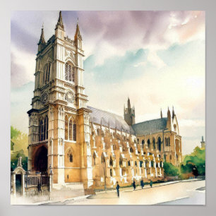 London-Westminster Abbey (B), Waterverf Poster