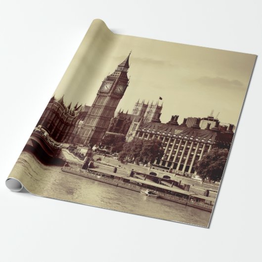 London Westminster met Big Ben en bridge. Cadeaupapier (Uitgerold)