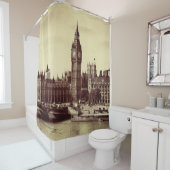 London Westminster met Big Ben en bridge. Douchegordijn (In situ)
