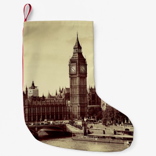 London Westminster met Big Ben en bridge. Kleine Kerstsok (Voorkant)