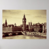 London Westminster met Big Ben en bridge. Poster (Voorkant)