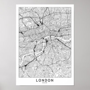 London White Map Poster