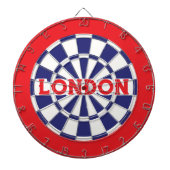 London White, Navy Blue and Red (bewerkbare tekst) Dartbord (Voorkant)