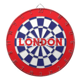 London White, Navy Blue and Red (bewerkbare tekst) Dartbord