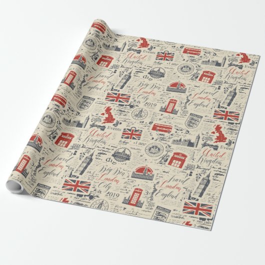  London Wrapping Paper Cadeaupapier (Uitgerold)