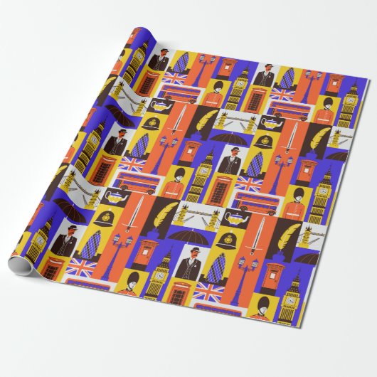 London Wrapping Paper Cadeaupapier (Uitgerold)