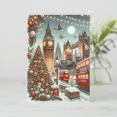London's Feestelijke Splendor - Levendige Kerstaut Bedankkaart (Staand voorkant)