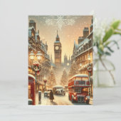 London's Feestelijke Splendor - Levendige Kerstaut Feestdagenkaart (Staand voorkant)