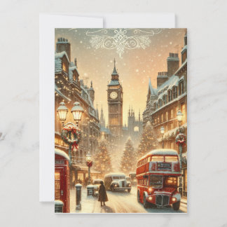 London's Feestelijke Splendor - Levendige Kerstaut Feestdagenkaart