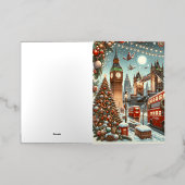 London's Feestelijke Splendor - Levendige Kerstaut Folie Wenskaart (Buiten Laag)