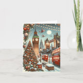 London's Feestelijke Splendor - Levendige Kerstaut Kaart (Voorkant)