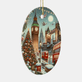 London's Feestelijke Splendor - Levendige Kerstaut Keramisch Ornament (Rechts)