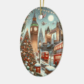 London's Feestelijke Splendor - Levendige Kerstaut Keramisch Ornament (Links)