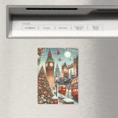London's Feestelijke Splendor - Levendige Kerstaut Magneet (Insitu (Vaatwasser))