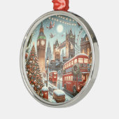 London's Feestelijke Splendor - Levendige Kerstaut Metalen Ornament (Links)