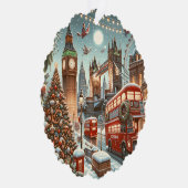 London's Feestelijke Splendor - Levendige Kerstaut Ornament Kaart (Rechts)