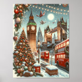 London's Feestelijke Splendor - Levendige Kerstaut Poster (Voorkant)