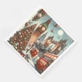 London's Feestelijke Splendor - Levendige Kerstaut Servet (Hoek)