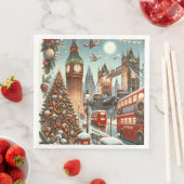 London's Feestelijke Splendor - Levendige Kerstaut Servet (Insitu)