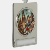 London's Feestelijke Splendor - Levendige Kerstaut Verzilverd Banner Ornament (Rechts)