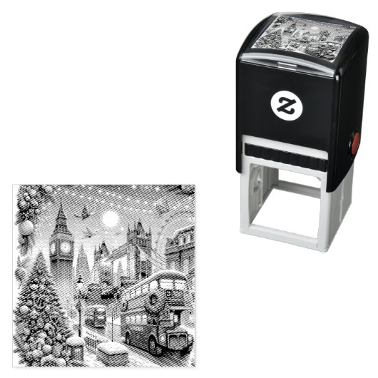 London's Feestelijke Splendor - Levendige Kerstaut Zelfinktende Stempel (In situ)