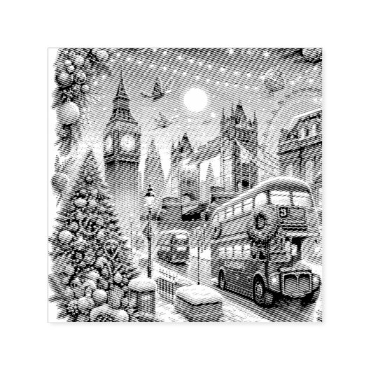 London's Feestelijke Splendor - Levendige Kerstaut Zelfinktende Stempel (Design)