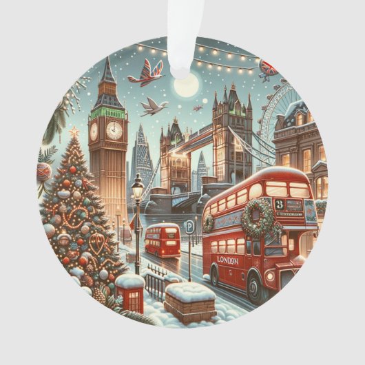 London's Festive Splendor - Vibrant Christmas Car Ornament (voorkant)