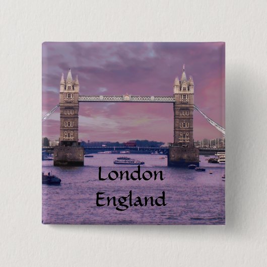 London's Tower Bridge Vierkante Button 5,1 Cm (Voorkant)