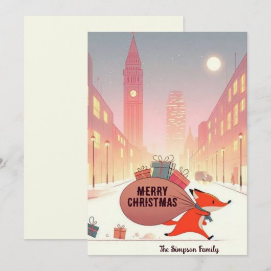 Londonse vos feestdagenkaart (Voorkant / Achterkant)