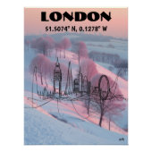 Londres: Arte de línea con coordenadas. Perfect Poster (Voorkant)