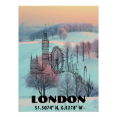 Londres: Skyline Arte de Linea Coordenadas y Foto  Perfect Poster (Voorkant)