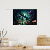 Lone Alien loopt het pad door een buitenaardse tui Poster (Keuken)