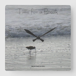 Lone Beach Sandpiper Clock Vierkante Klok