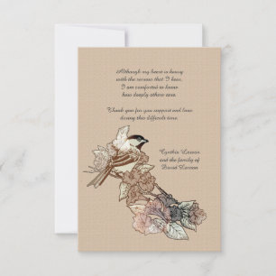 Lone Bird Bereavement Bedankt Notecard (3.5 x 5)