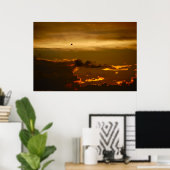 Lone Bird in a Firey Sky (Poster) Poster (Thuiskantoor)