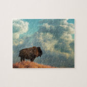 Lone Bison en naderend Storm Legpuzzel (Horizontaal)