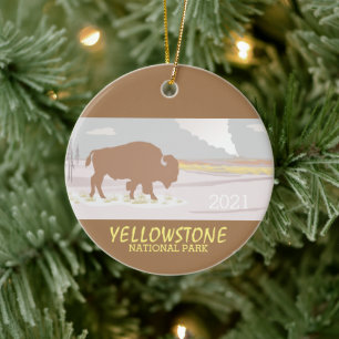 Lone Bison of Yellowstone National Park Wyoming Keramisch Ornament
