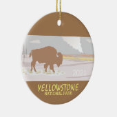 Lone Bison of Yellowstone National Park Wyoming Keramisch Ornament (Rechts)