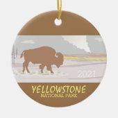 Lone Bison of Yellowstone National Park Wyoming Keramisch Ornament (Voorkant)
