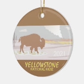 Lone Bison of Yellowstone National Park Wyoming Keramisch Ornament (Links)