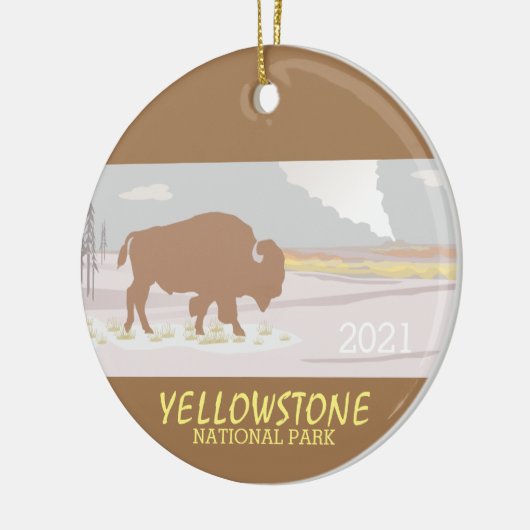 Lone Bison of Yellowstone National Park Wyoming Keramisch Ornament (Links)
