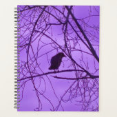 Lone Black Crow Silhouette in Trees Paars Sky Planner (Voorkant)